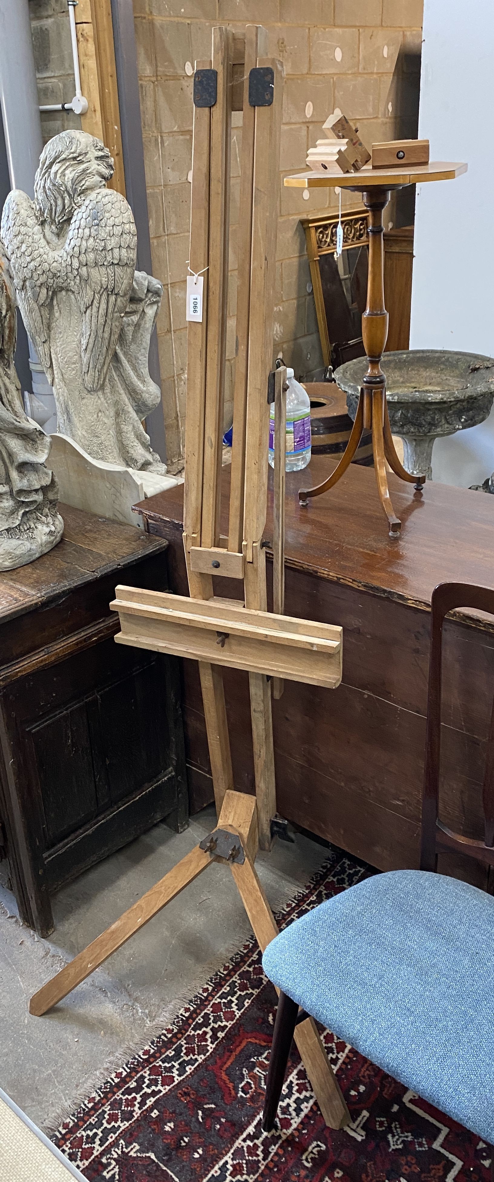 A beech adjustable artist's easel